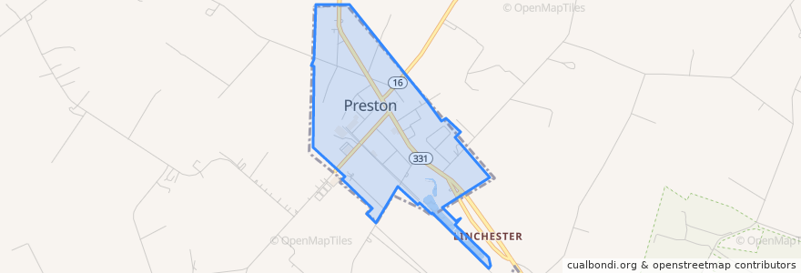 Mapa de ubicacion de Preston.