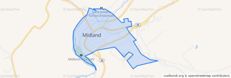 Mapa de ubicacion de Midland.