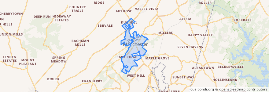 Mapa de ubicacion de Manchester.