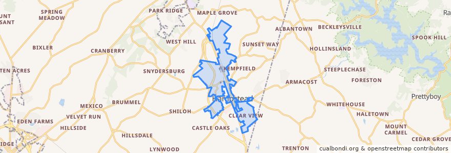 Mapa de ubicacion de Hampstead.