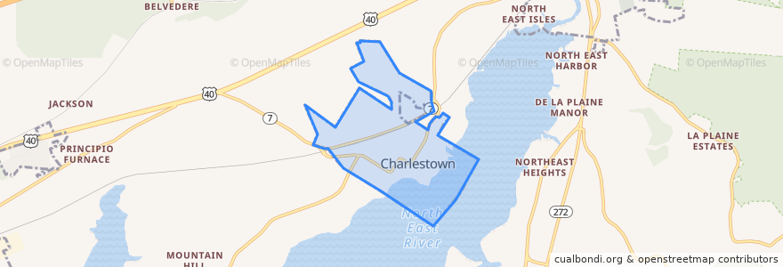 Mapa de ubicacion de Charlestown.