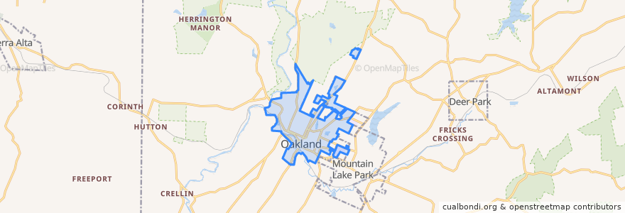 Mapa de ubicacion de Oakland.