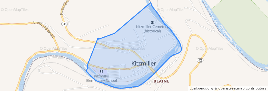 Mapa de ubicacion de Kitzmiller.