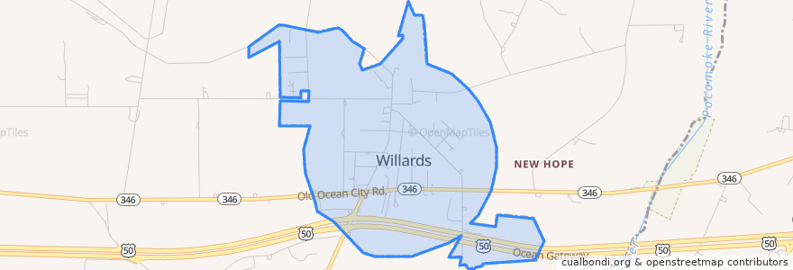 Mapa de ubicacion de Willards.