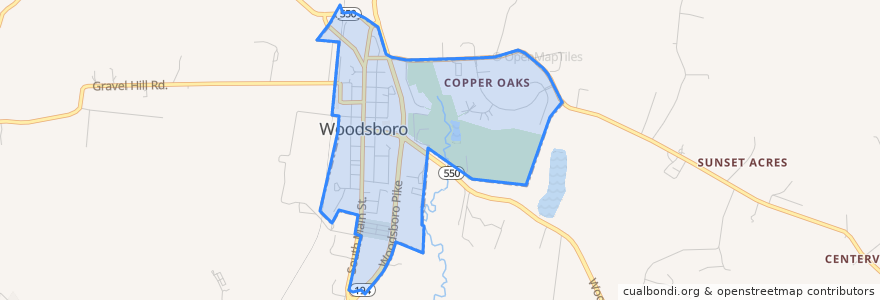 Mapa de ubicacion de Woodsboro.