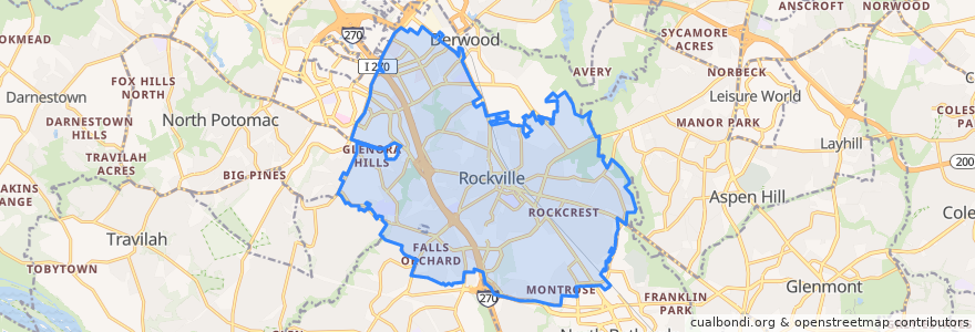 Mapa de ubicacion de Rockville.