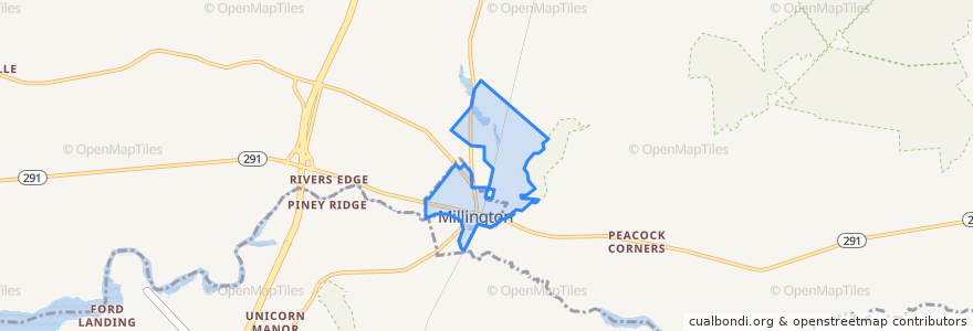 Mapa de ubicacion de Millington.