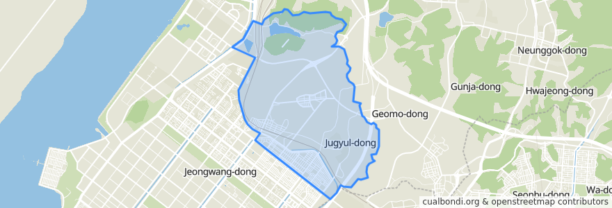 Mapa de ubicacion de 정왕본동.