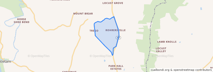 Mapa de ubicacion de Rohrersville.