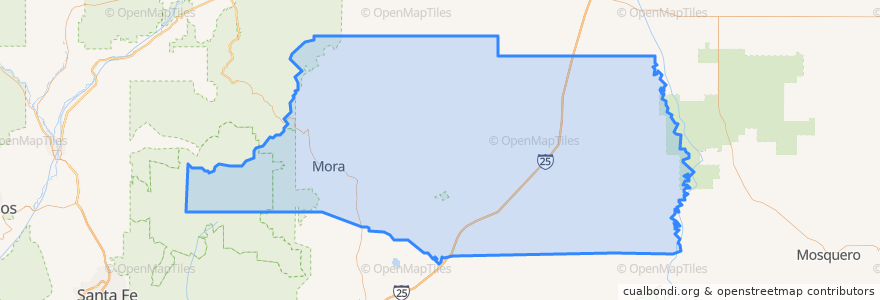 Mapa de ubicacion de Mora County.