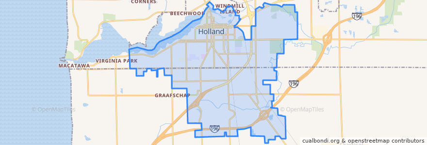 Mapa de ubicacion de Holland.