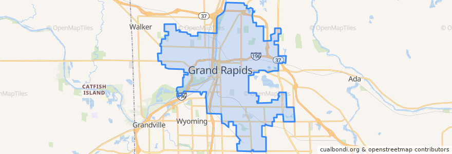 Mapa de ubicacion de Grand Rapids.