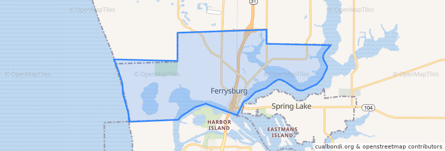 Mapa de ubicacion de Ferrysburg.