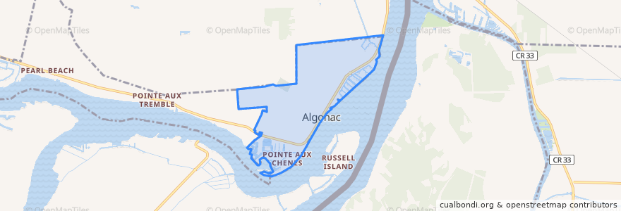 Mapa de ubicacion de Algonac.