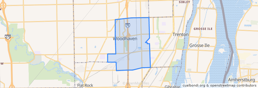 Mapa de ubicacion de Woodhaven.