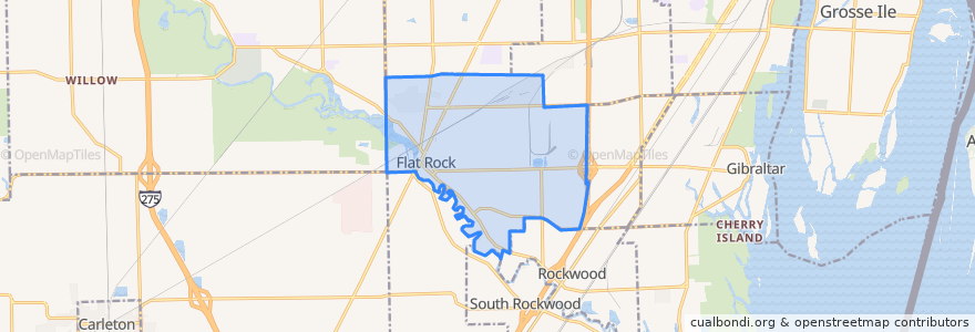 Mapa de ubicacion de Flat Rock.