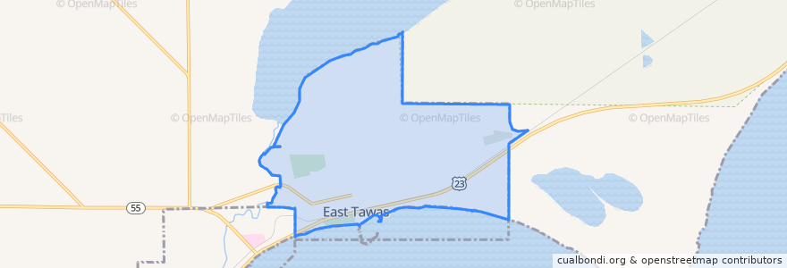 Mapa de ubicacion de East Tawas.