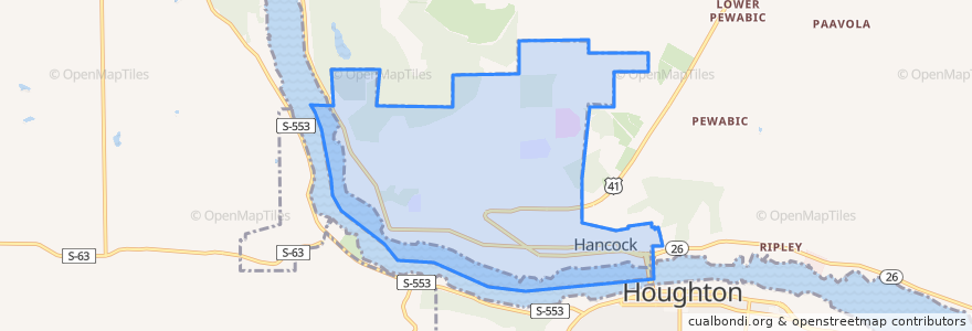 Mapa de ubicacion de Hancock.