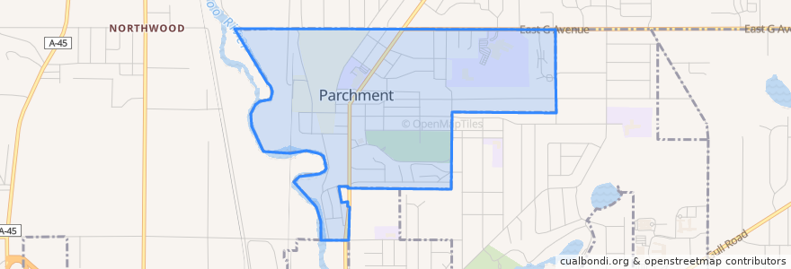 Mapa de ubicacion de Parchment.