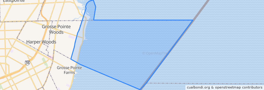 Mapa de ubicacion de Grosse Pointe Shores.