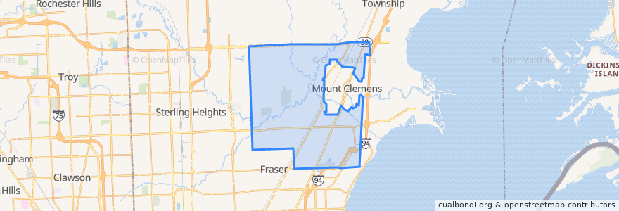 Mapa de ubicacion de Clinton Township.