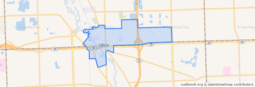 Mapa de ubicacion de Utica.