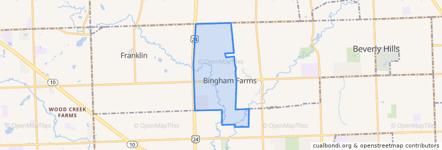 Mapa de ubicacion de Bingham Farms.