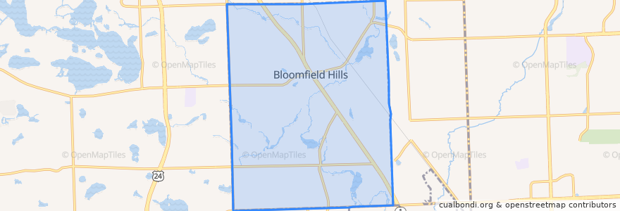 Mapa de ubicacion de Bloomfield Hills.