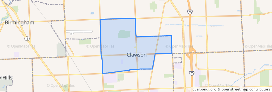 Mapa de ubicacion de Clawson.