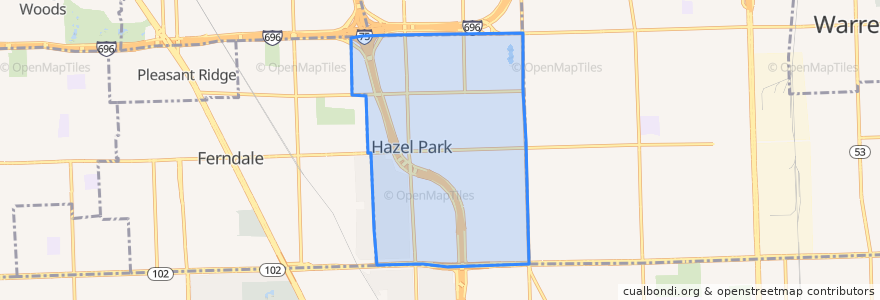 Mapa de ubicacion de Hazel Park.