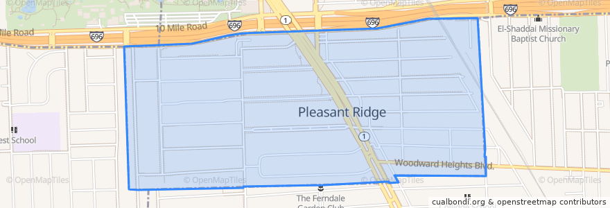 Mapa de ubicacion de Pleasant Ridge.