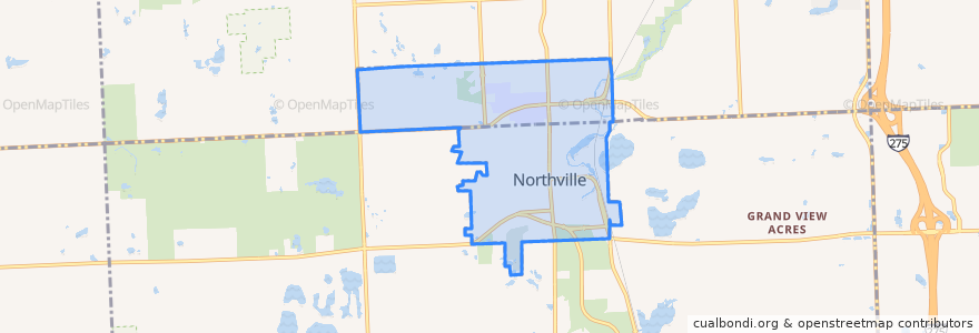 Mapa de ubicacion de Northville.