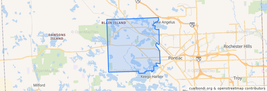 Mapa de ubicacion de Waterford Township.