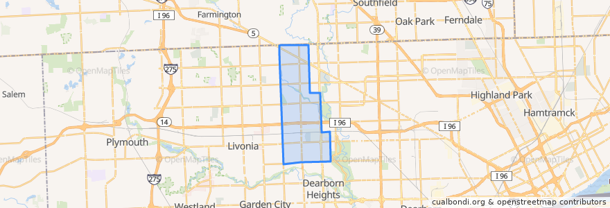 Mapa de ubicacion de Redford Township.