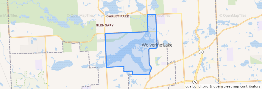 Mapa de ubicacion de Wolverine Lake.