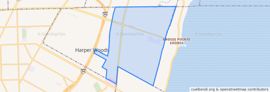 Mapa de ubicacion de Grosse Pointe Woods.