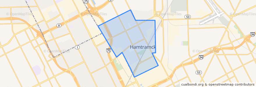 Mapa de ubicacion de Hamtramck.