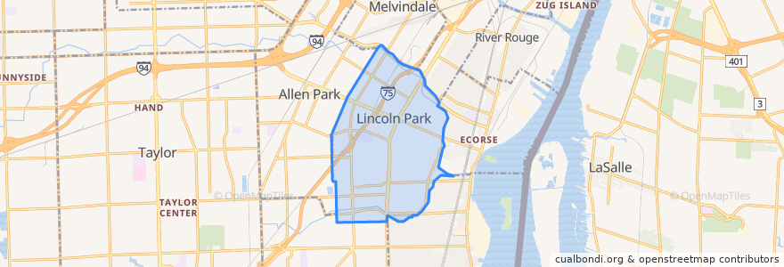 Mapa de ubicacion de Lincoln Park.