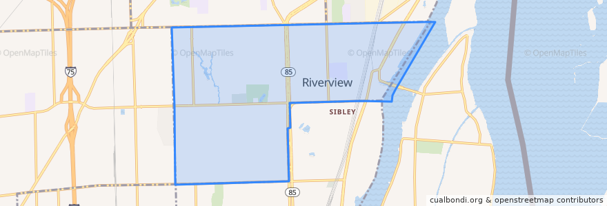 Mapa de ubicacion de Riverview.