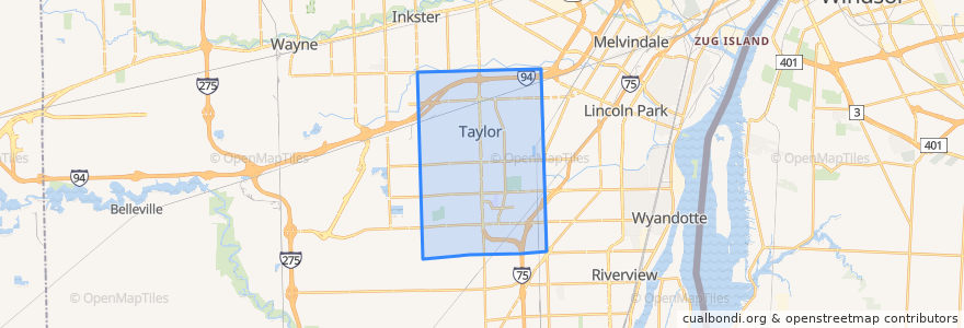 Mapa de ubicacion de Taylor.