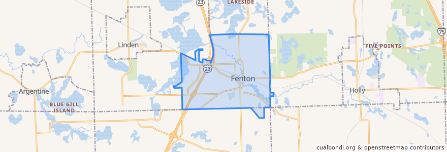 Mapa de ubicacion de Fenton.