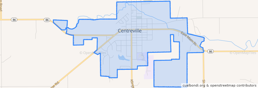 Mapa de ubicacion de Centreville.