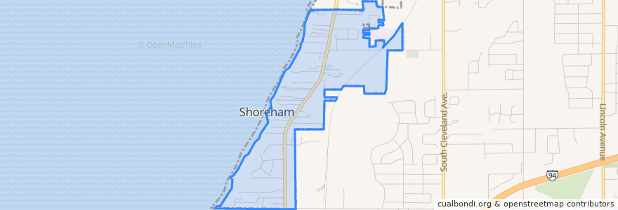 Mapa de ubicacion de Shoreham.