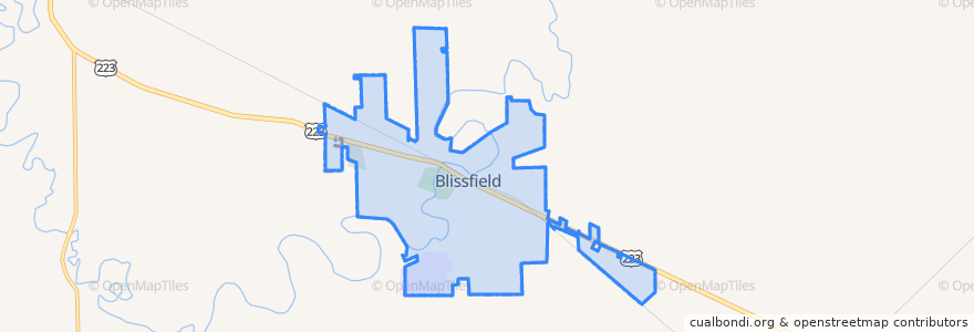 Mapa de ubicacion de Blissfield.