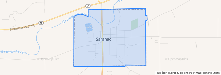 Mapa de ubicacion de Saranac.