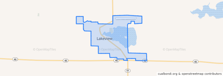 Mapa de ubicacion de Lakeview.