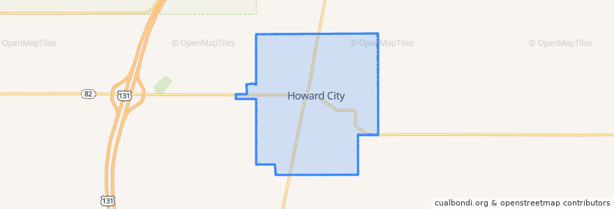 Mapa de ubicacion de Howard City.