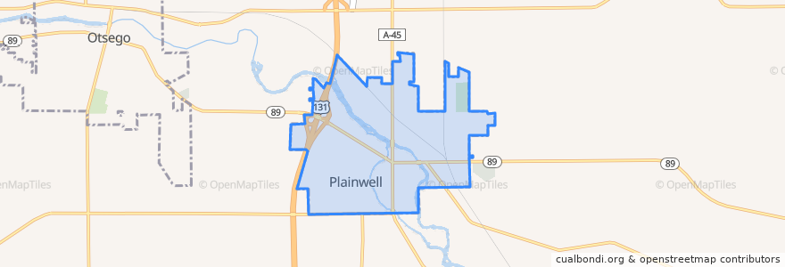 Mapa de ubicacion de Plainwell.