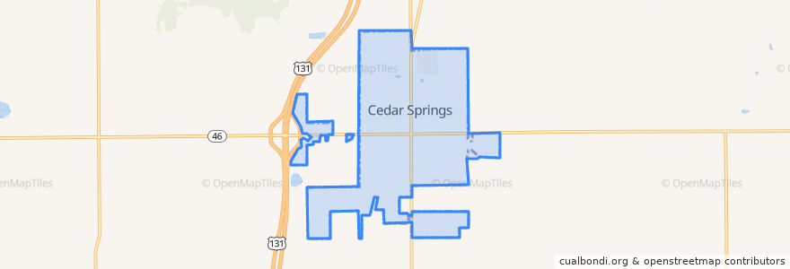 Mapa de ubicacion de Cedar Springs.