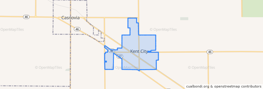 Mapa de ubicacion de Kent City.